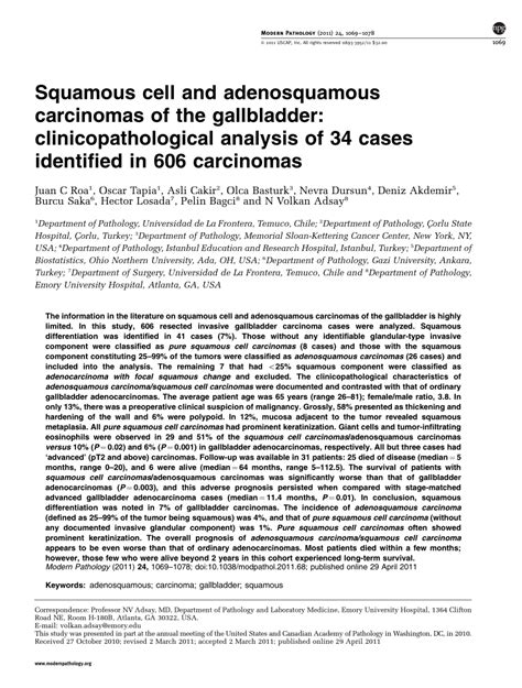 PDF Squamous Cell And Adenosquamous Carcinomas Of The Gallbladder