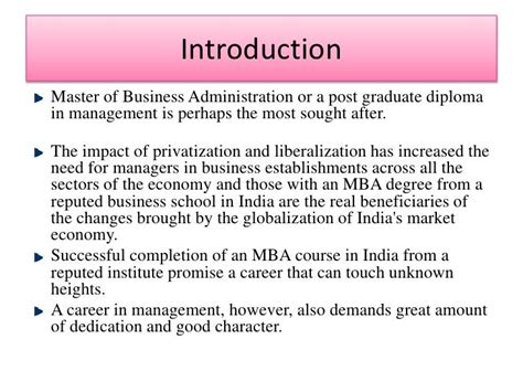 Masters In Business Administration