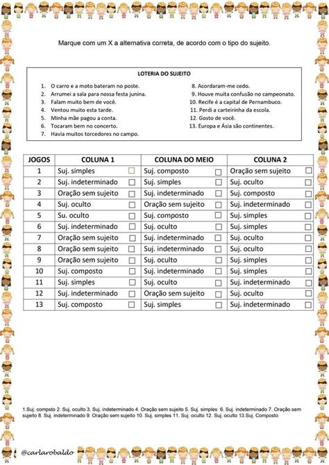 Atividade Tipos De Sujeitos