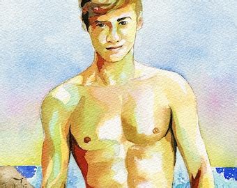 PRINT Original Art Work Watercolor Painting Gay Male Nude Etsy