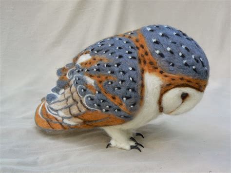 Plains Song Studio Needle Felted Barn Owl Reflection