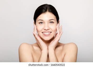 Brunette Beauty Touching Her Soft Face Stock Photo 1660543522 Shutterstock