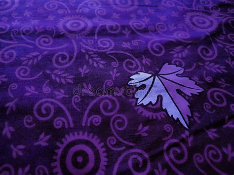 Purple Fabric Pattern And Background With Leaf Design Stock Photo