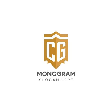 Monogram CG Logo With Shield Geometric Shape Elegant Luxury Initial