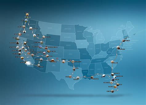 USA Road Trip Map with Capital Pins