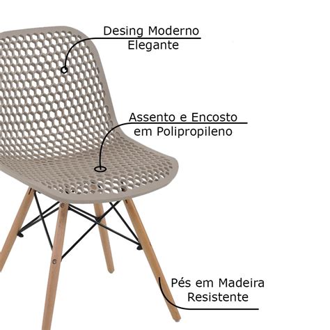 Kit 2 Cadeiras Decorativas Sala E Cozinha Haney PP Nude G56 Gran Belo Gran Belo GranBelo