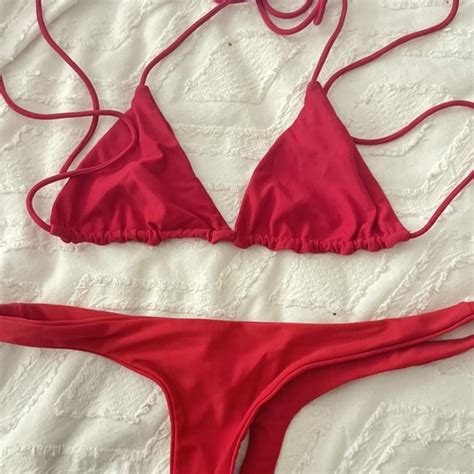 ARK SWIMWEAR Red Triangle Bikini Triangle Top And Depop