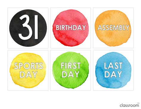 Watercolour Paint Classroom Calendar Classroom Hq