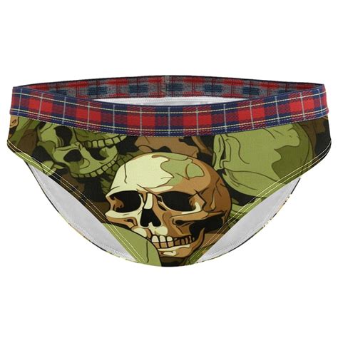 Brief Underwear Bikini Panties For Women Bikini Underwear XL Camouflage Background Skull