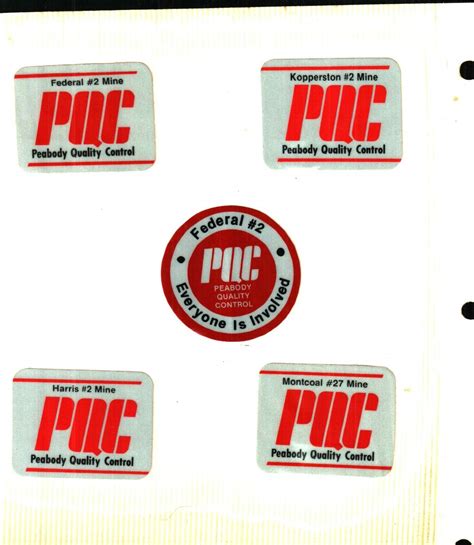 5 DIFF NICE PEABODY QUALITY CONTROL WV PEABODY CO COAL MINING STICKERS