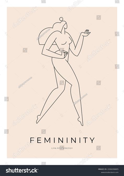 Contemporary Modern Poster Woman Silhouette Nude Stock Vector Royalty Free