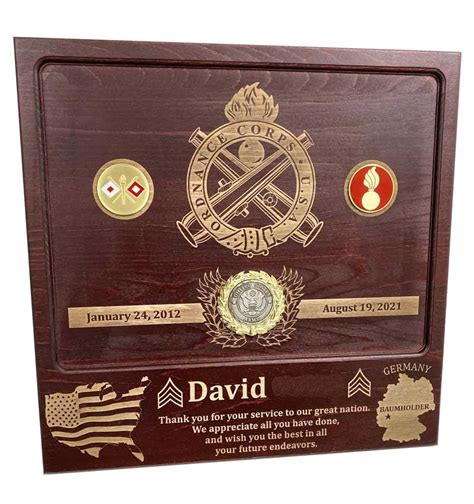 Town Board Plaque Dark Wood Ordnance Signal E5 Us Army Baumholder