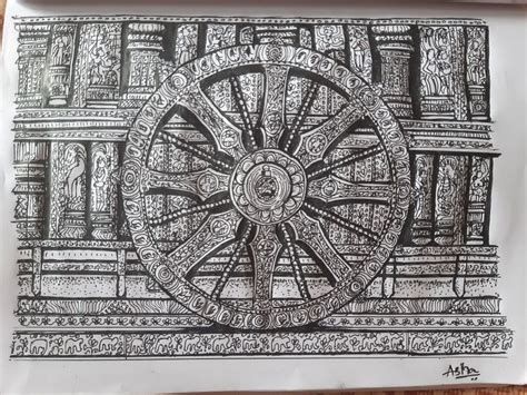 Konark sun temple sketch | Architectural sketch, Sketches, Meaningful ...