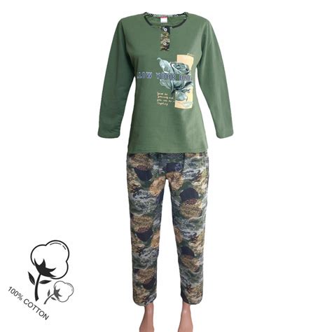 Пижама женская байковая хлопок BUSCO р.52 хаки – Брендовая одежда | ROZETKA