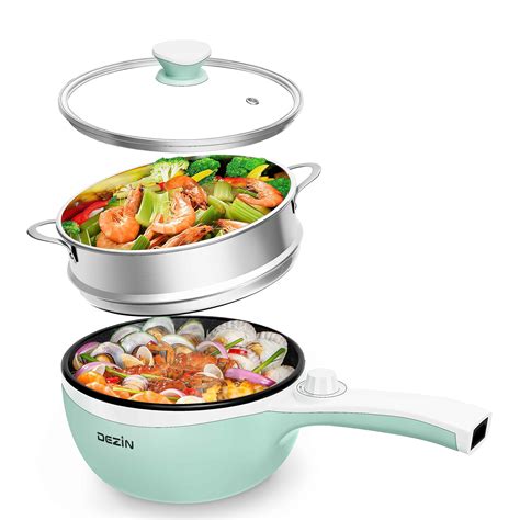 Dezin Hot Pot Electric with Steamer Upgraded Non Stick Sauté Pan Rapid Noodles Electric Pot 1