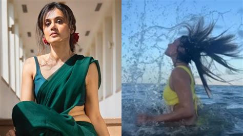 Taapsee Pannu Sets Internet Ablaze As She Flips Her Hair In A Yellow Bikini At Miami Beach WATCH