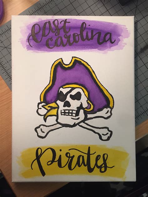 ECU Watercolor Pirate Logo And Lettering Ecu Pirates Ecu Pirate Crafts