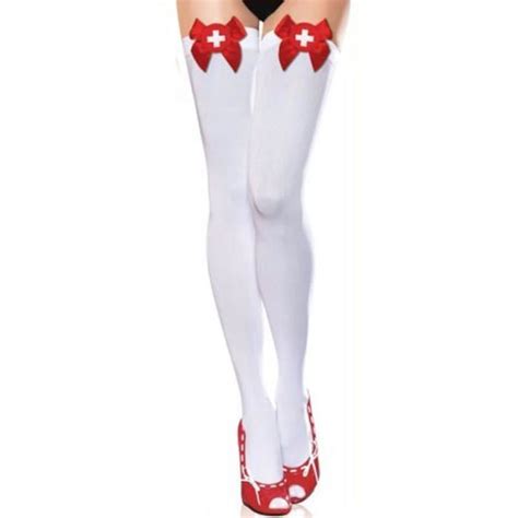 Bas Costume d Infirmière Sexy pour Femmes Uniforme Cosplay Lingerie Porno Blanc