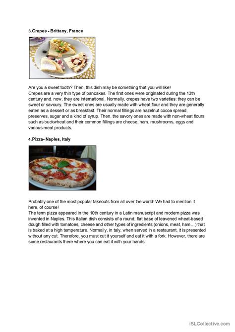 Foods around the world: English ESL worksheets pdf & doc