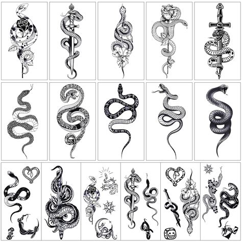 Buy Sheets Realistic Snake Temporary Tattoo D Tribal Serpent Fake