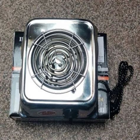 Stainless Steel Silver Single Coil Electric Hot Plate Stove For Cooking Size 30 5 X 30 5 Cm