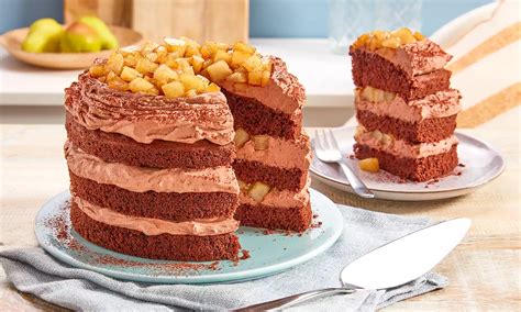 Naked Cake Schoko Mit Karamellisierten Birnen Rezept Dr Oetker