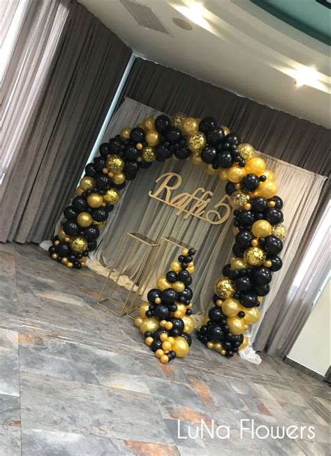 Gold and Black Balloon Arch | Elegant Party Decor