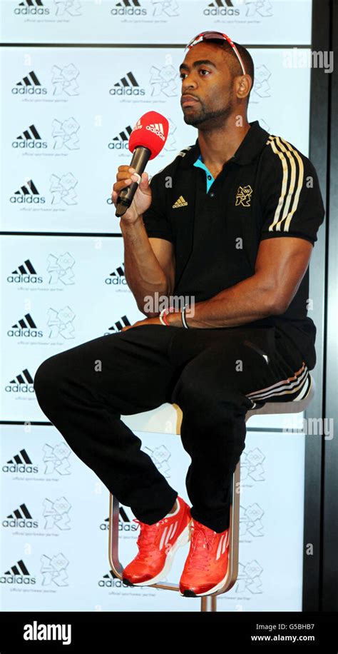 London Olympic Games Day American Sprinter Tyson Gay At A Press Conference At The Adidas