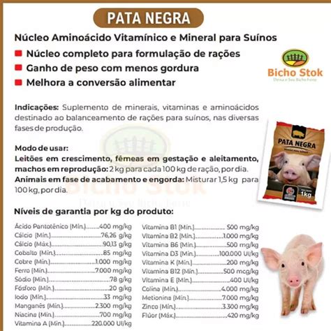 Pata Negra N Cleo Mineral E Vermical Vermifugo Porcos Su Nos Venda Em