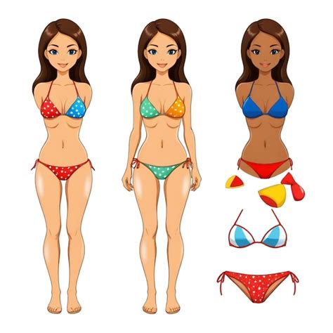 Bikini Vector Conjunto Fondo Blanco Aislado Un Alto Vector Premium Generado Con Ia