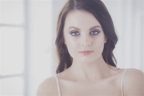 Beautiful Brunette Lying On Bed At Home Stock Image Image Of Studio Lingerie 140295247