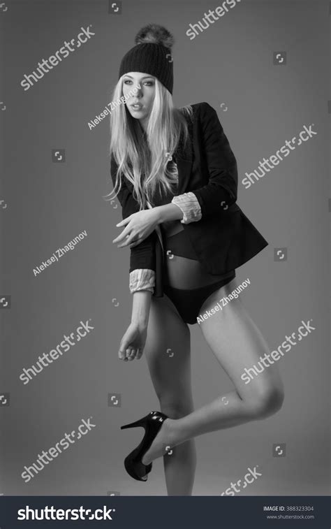Sexy Slim Blonde Woman Posing Studio Stock Photo Shutterstock