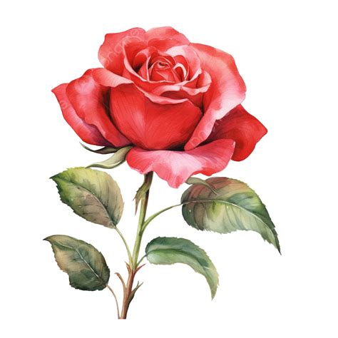 Watercolor Red Rose Red Rose Watercolor Png Transparent Image And