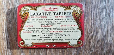 Red And Gold Vintage Tin Rawleigh S Laxative Tablets Tin Etsy