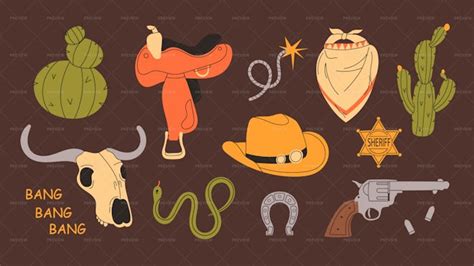 13 Wild West And Cowboy Illustrations - Graphics | Motion Array