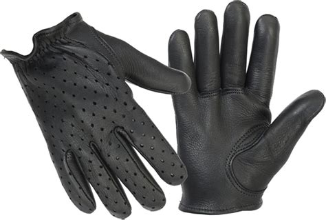 Daniel Smart Mens Leather Gloves Naked Goat Perforated Action Motorcycle Leather Gloves With