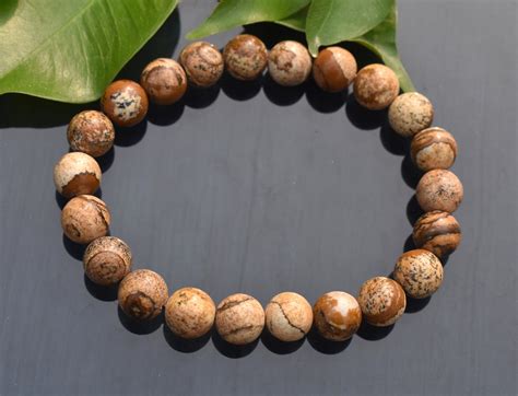 Picture Jasper 8 Mm Bead Bracelet Natural Healing Crystal Etsy UK