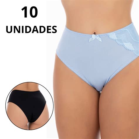 Kit Calcinhas Plus Size Cal Ola Confort Vel Cintura Alta Escorrega