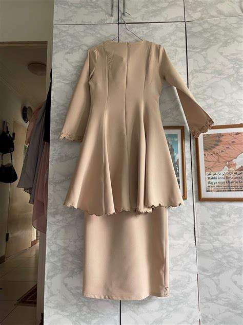 Hijabistahub Nude Beige Sareema Kebaya Peplum Kurung Set Brand New With Tag Size S Not Tbg