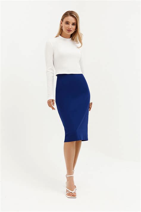 Купить Женская юбка-карандаш из костюмной ткани электрик: до колена ...