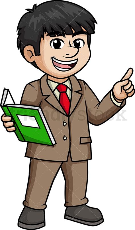 Male Asian Teacher Cartoon Clipart Vector - FriendlyStock