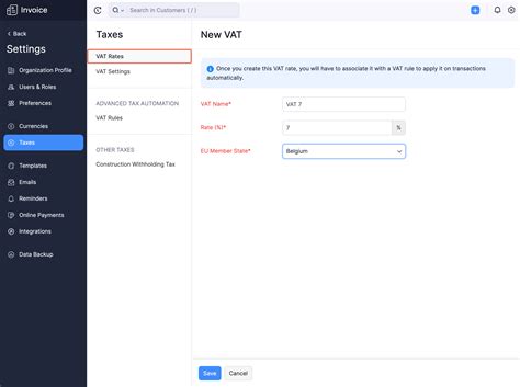 VAT Settings | Help | Zoho Invoice
