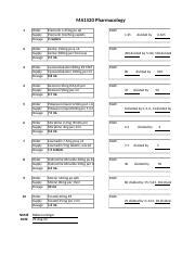 Week 3 Homework Drug Calculations Xlsx MA1520 Pharmacology 1 2 3 4 5