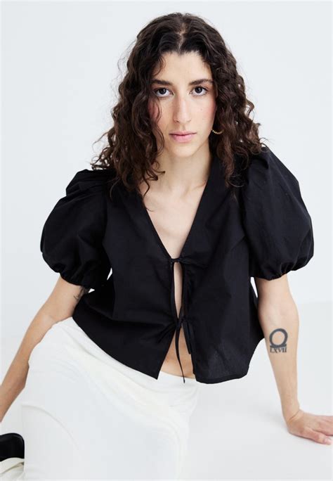 Gina Tricot Puff Sleeve Blouse Blus Blacksvart