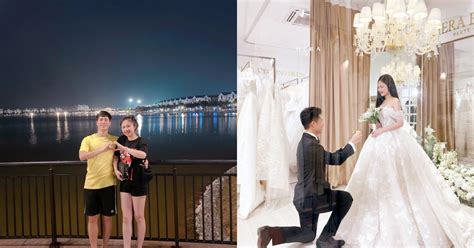 Trung vệ Trần Đình Trọng gây sốt mạng khi quỳ gối cầu hôn vợ hot girl Sao thể thao Việt Giải Trí