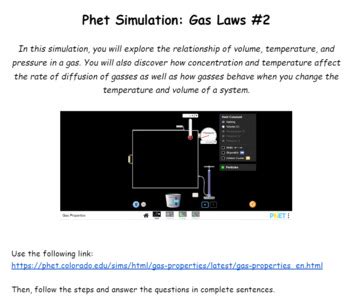 Phet Simulation Gas Laws 1 AND Gas Laws 2 By Bibicows Science Class