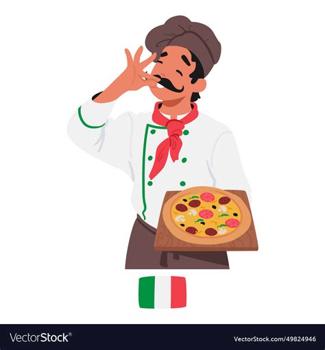 Passionate italian chef in classic white uniform Vector Image