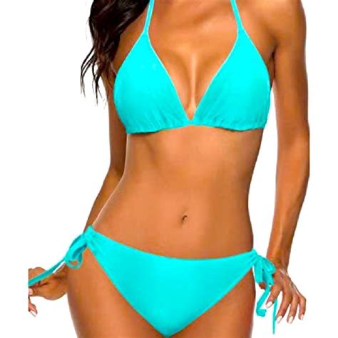 Tempt Me Swim Tempt Me Triangle Bikini Set Padded Halter Top Piece Bikini Setsaqua Poshmark