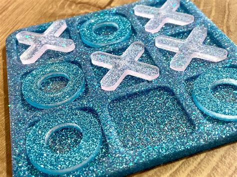 Blue Pink And Silver Tic Tac Toe Resin Extra Sparkly Tic Tac Etsy