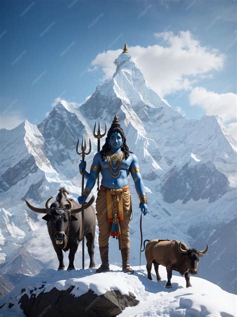 majestueux seigneur shiva se dresse sur les sommets enneiges de